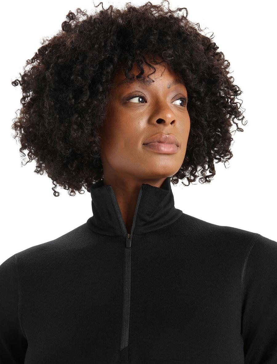 Base Layers Icebreaker Merino 200 Oasis Long Sleeve Half Zip Thermal Top Femme Noir | FR 1904EBCX